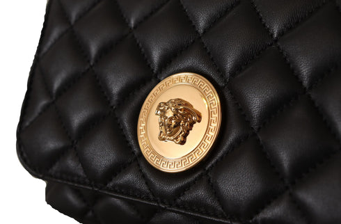 Versace Black Nappa Leather Medusa Shoulder Bag